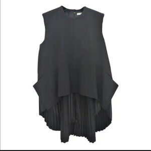 Celine - Silk Sleeveless Pleated Back Tunic Top - Size 40- Black